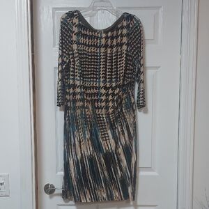 Anne Klein, Size 14, Black,Teal and Tan Dress